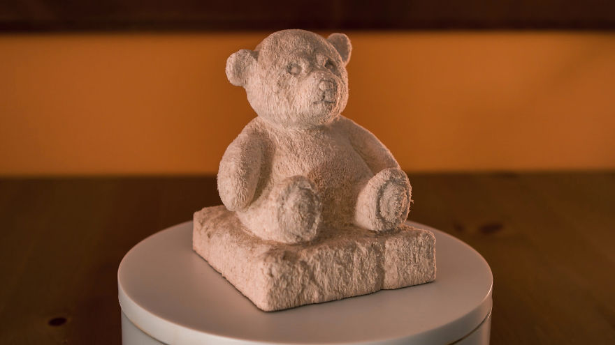 Fluffy Teddy Bear From Wood