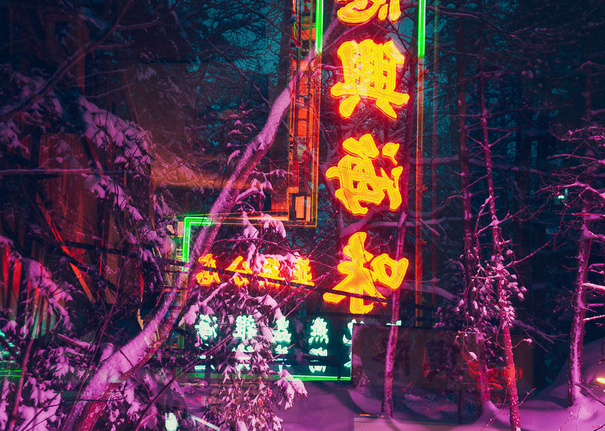 I Traveled From Finland To Hong Kong To Finish These In-Camera Multiple Exposures; A Contrasty Combination Of Scandinavian Nature & Asian Neon Lights