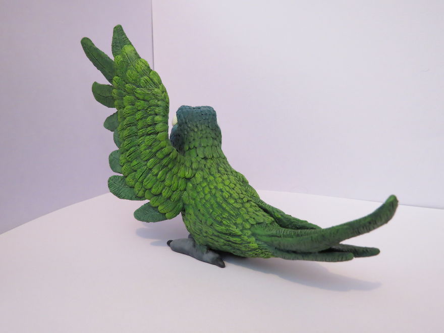 Polymer Clay Parrot Figurine Whimsical