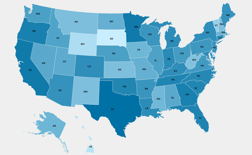 Color Coded Maps Show Favorite States For Millennial's Color Coded Maps Show Favorite States For Millennial's
