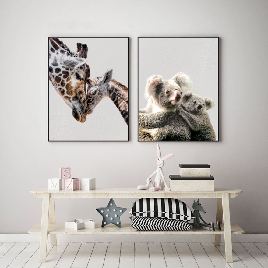 I Made This Set Of Animal Families' Prints For Nursery Decor