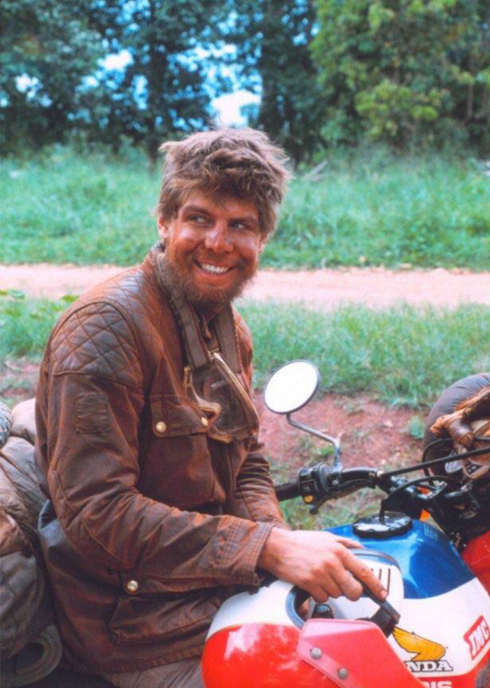 Mi padre durante su viaje en moto por Africa, años 80