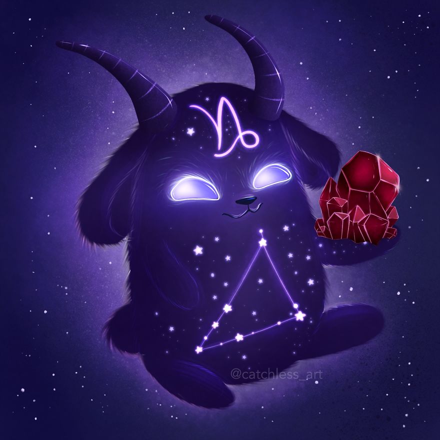 I Draw 12 Cute Glowing Monsters As Zodiac Signs