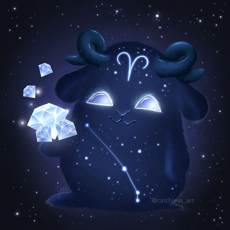 I Draw 12 Cute Glowing Monsters As Zodiac Signs