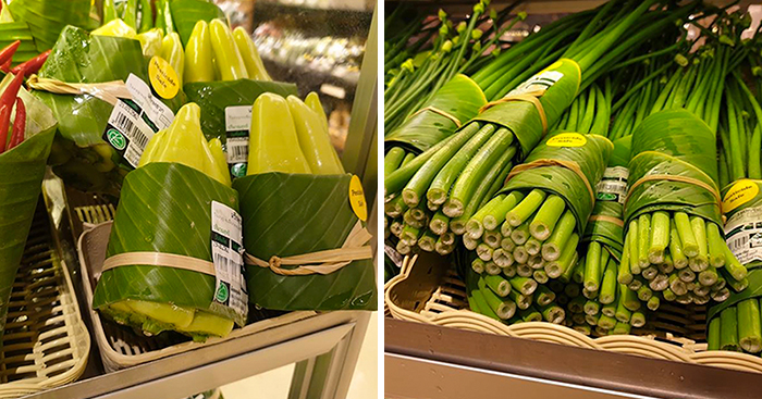 Asian Supermarkets Go Back To Using Leaves Instead Of Plastic