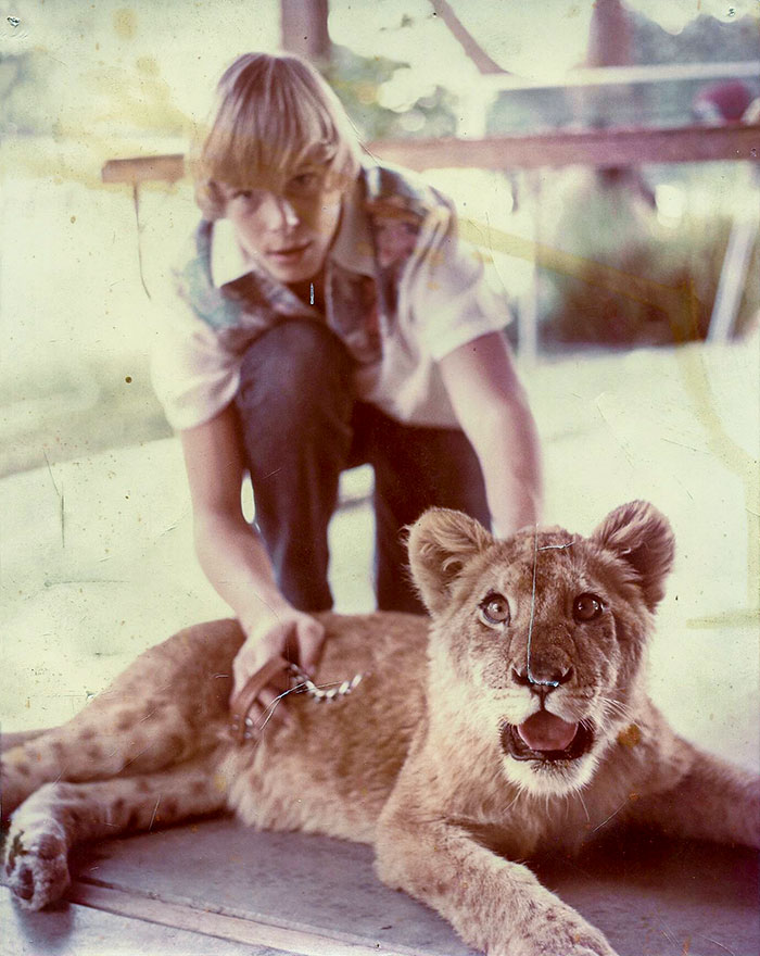 Mi padre y su leona Priscilla, California años 70