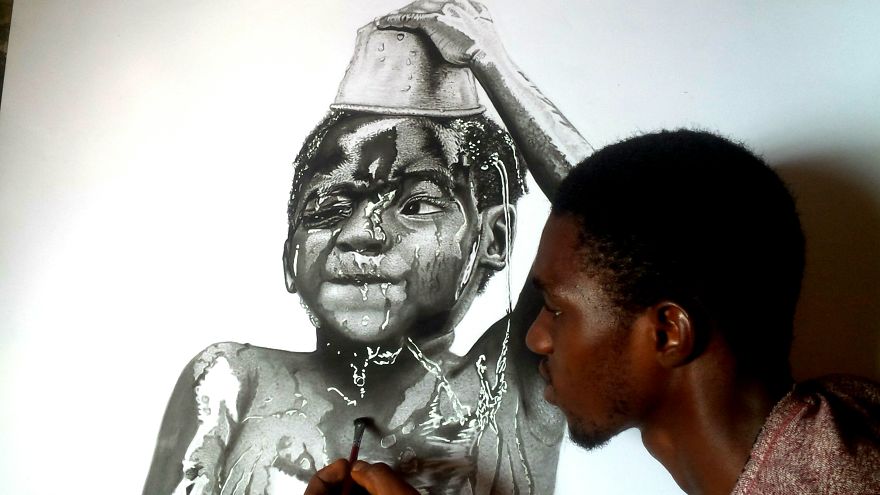 See This Nigerian Artist Who Drew Some Ghanaian Children For 17o Hours Per Portrait And Titled Them Child's Play