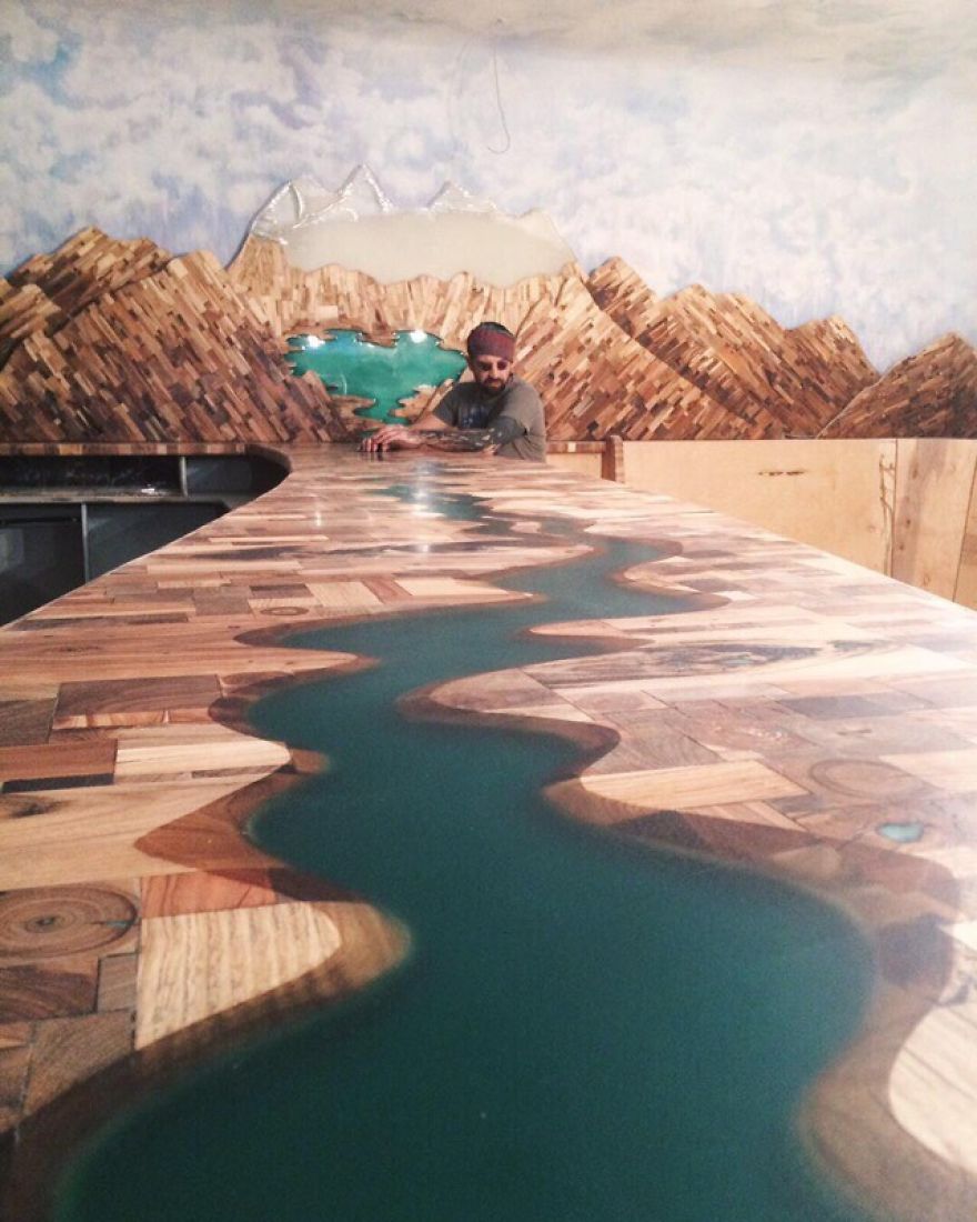 Belukha Mountain And The Katun River From Random Wood Pieces For A Small Bar In Altay Republic, Russia