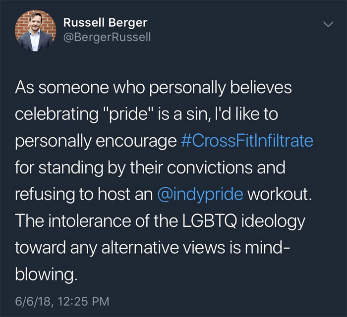 A Pastor And High-Ranking Crossfit Employee Was Fired For A Homophobic Tweet