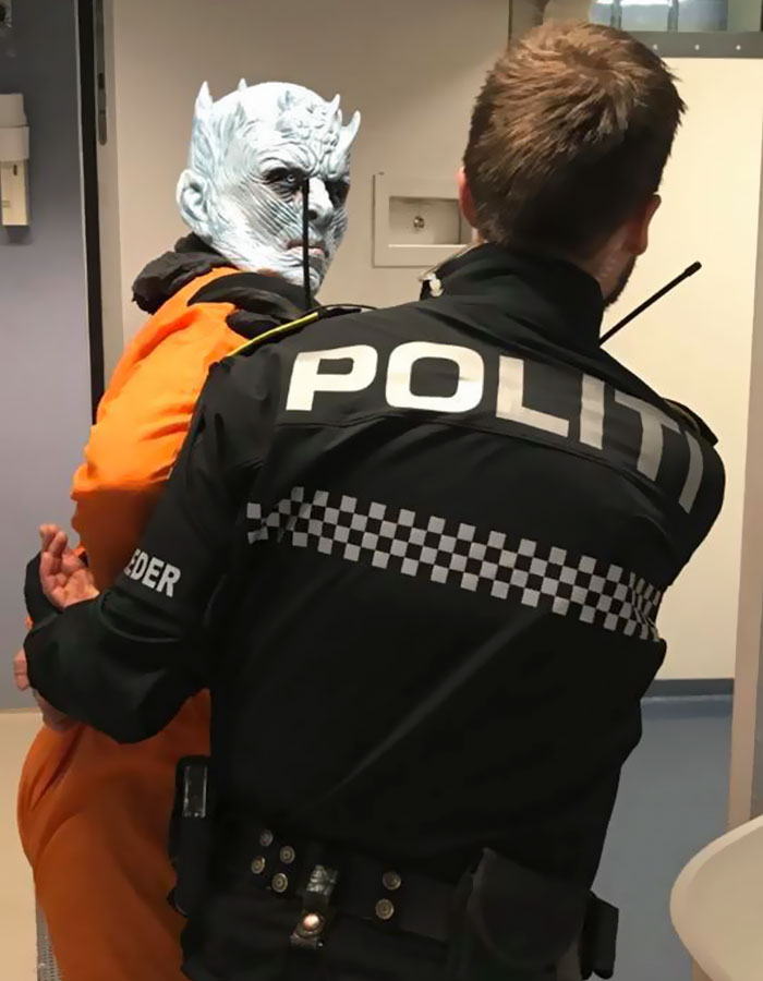 La policía noruega arresta al Rey de la Noche por destruir el Muro, y comparten sus fotos policiales