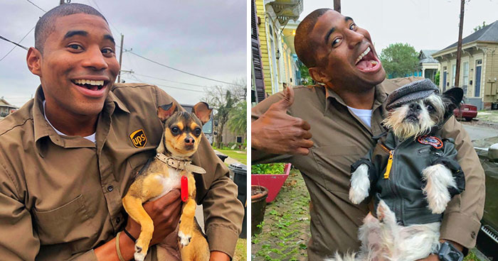 UPS Driver Entertains Himself At Work By Taking Photos With Every Dog He Meets