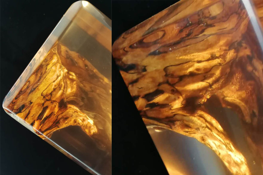 Resin Wood Made Unique Table Lamp Ambient Light Epoxy Wooden Light Sinobrilla