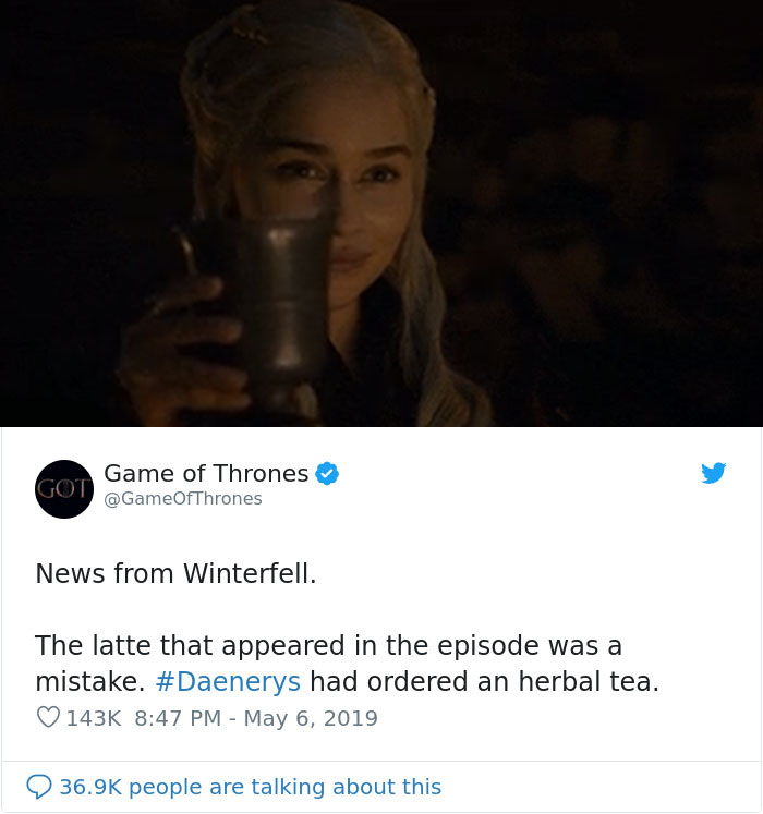 HBO Responds To Leaving That Coffee Cup In Game Of Thrones Scene, Says It's Not Starbucks