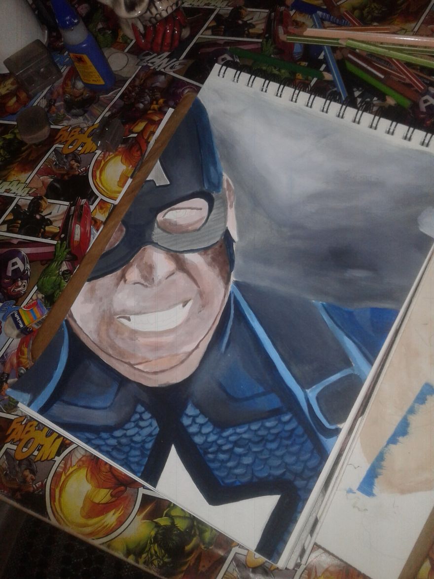 Captain America Realistic Drawing By Me