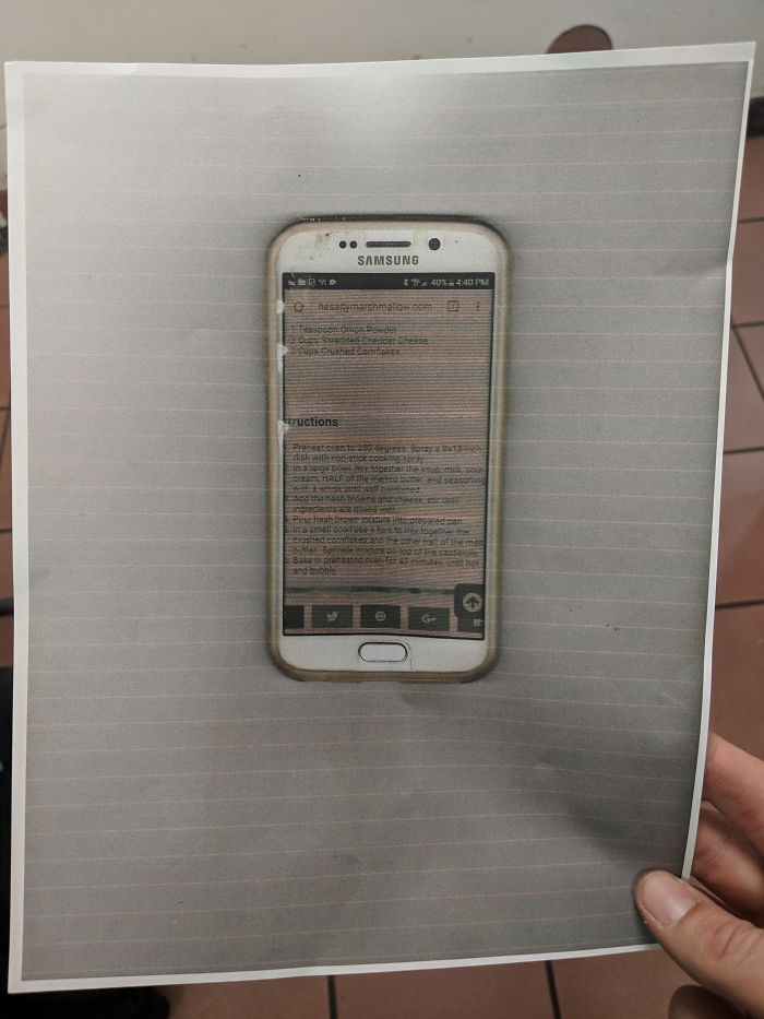 Walked In On My Mother Scanning Her Phone. She Just Wanted To Print Out Recipe Instructions For My Grandmother