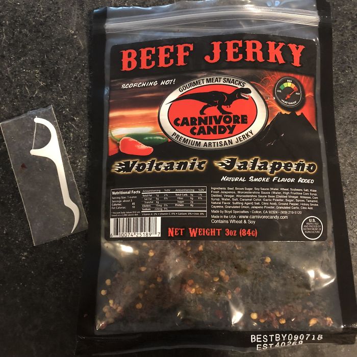 My Beef Jerky Came With A Toothpick/Floss Inside The Package