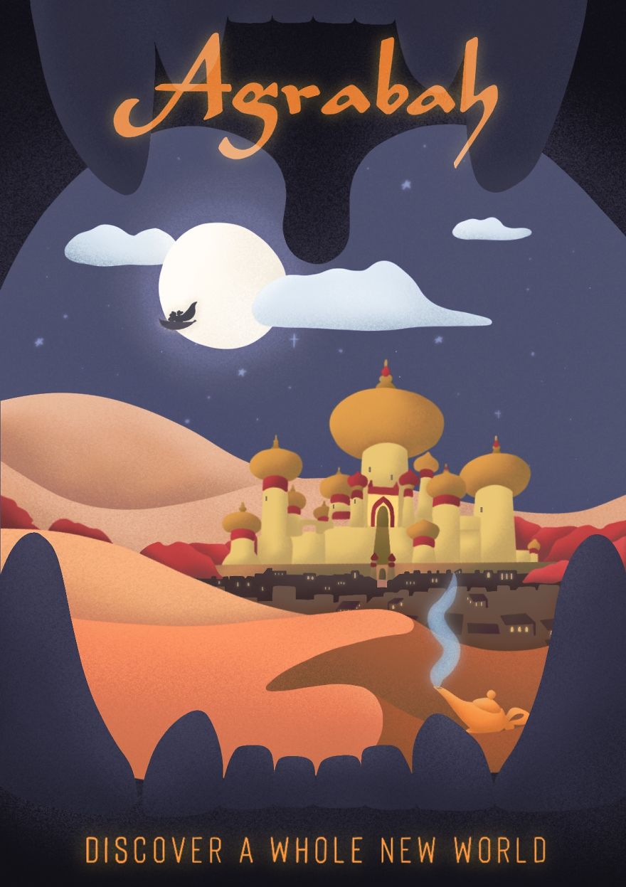 These Disney-Inspired Travel Posters Will Have You Ready To Explore A Whole New World