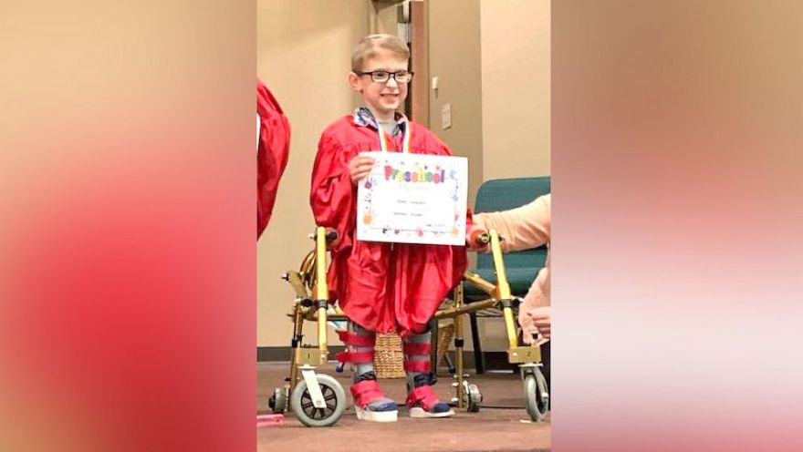 Boy With Spina Bifida Shines As He Walks For First Time At Preschool Graduation