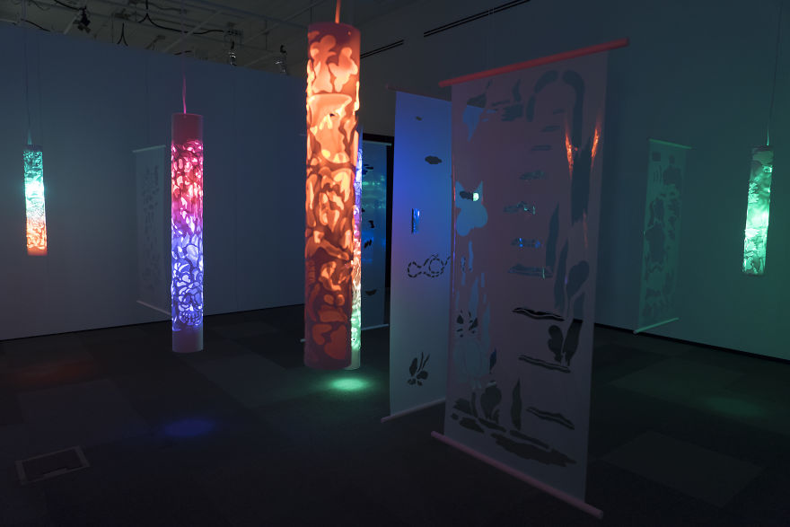 Installation Art Made From Hand Cut Mylar, Hand Cut Paper, And Lights. Installation Art Made From Hand Cut Mylar, Hand Cut Paper, And Lights.