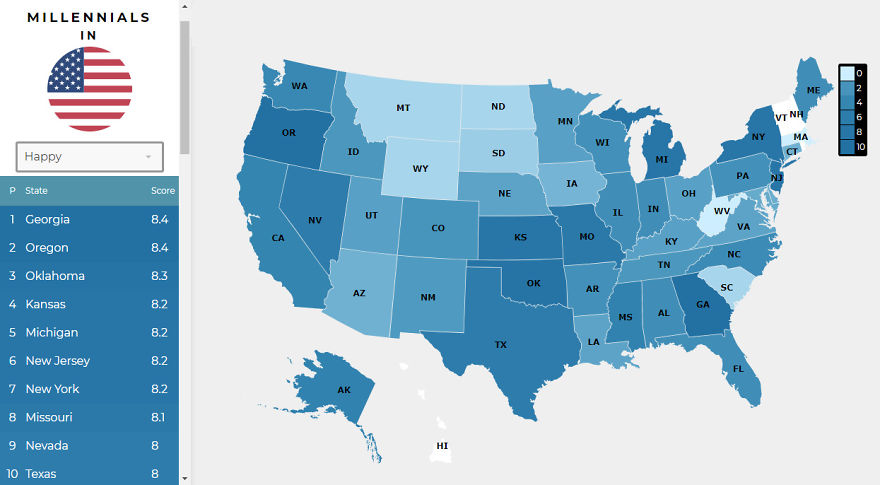 Here Are The Top 10 States As Rated By Millennials