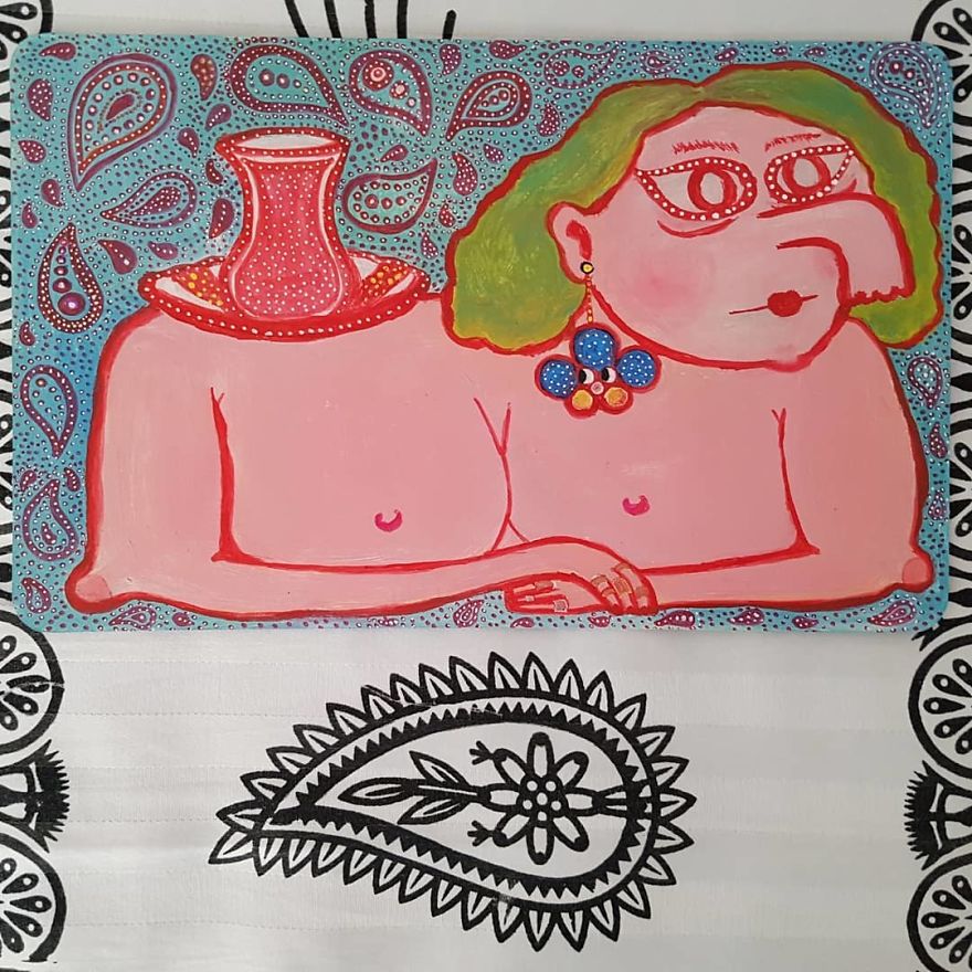 Nude With Paisley Eyes And A Mr. Flower Earing