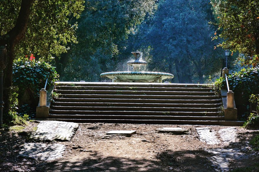 Beautiful Fountain In The Villa Borghese Gardens
