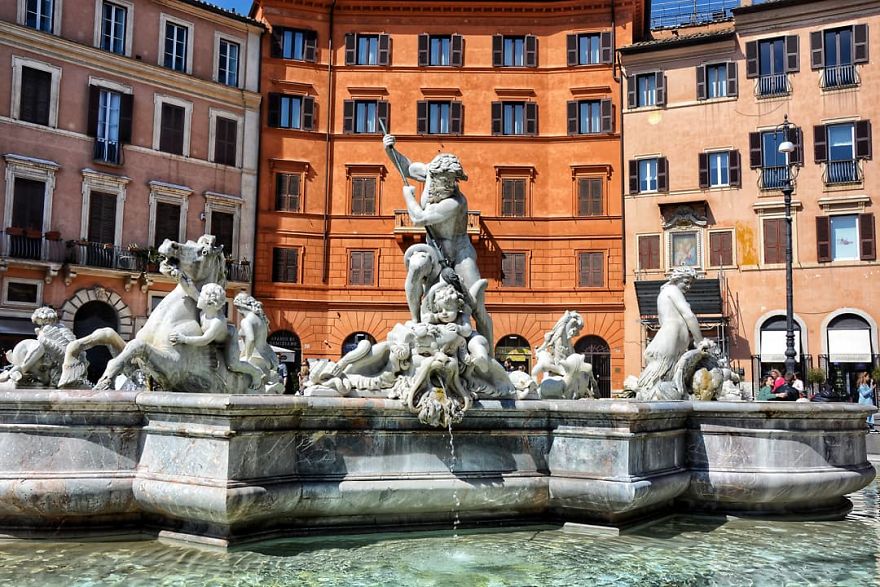 The Fountain Of Neptune In Piazza Navona, Rome