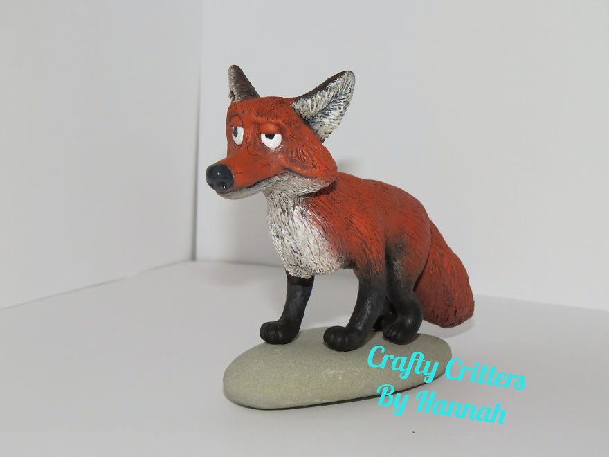 Polymer Clay Red Fox Caricature Figurine Whimsical