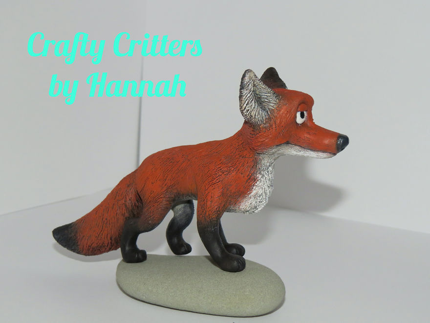 Polymer Clay Red Fox Caricature Figurine Whimsical