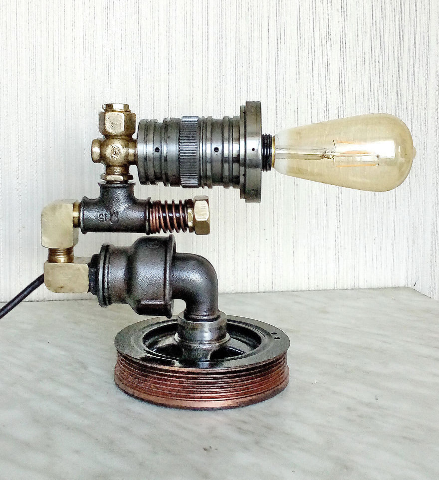 Iron Pipe Lamp Industrial Lamp Table Rustic Industrial Lamps Steampunk Art Lamps Edison Industrial Lamp Plumbing Pipe Lamp Steampunk Pipe Industrial Machine Lamp Ooak Gift Steampunk Fashion Lamp
