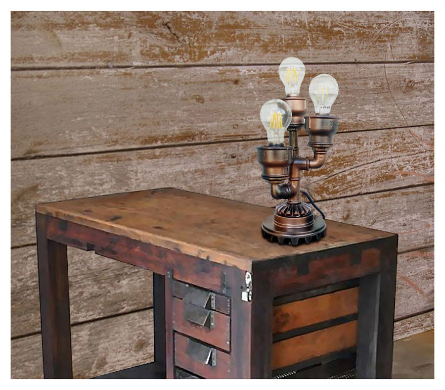Rustic Lamp Pipe Lamps Rustic Lamp Bulb Steampunk Bedside Lamp Steampunk Lamp Ideas Industrial Craft Lights How To Make A Pipe Lamp Industrial Dining Lamp