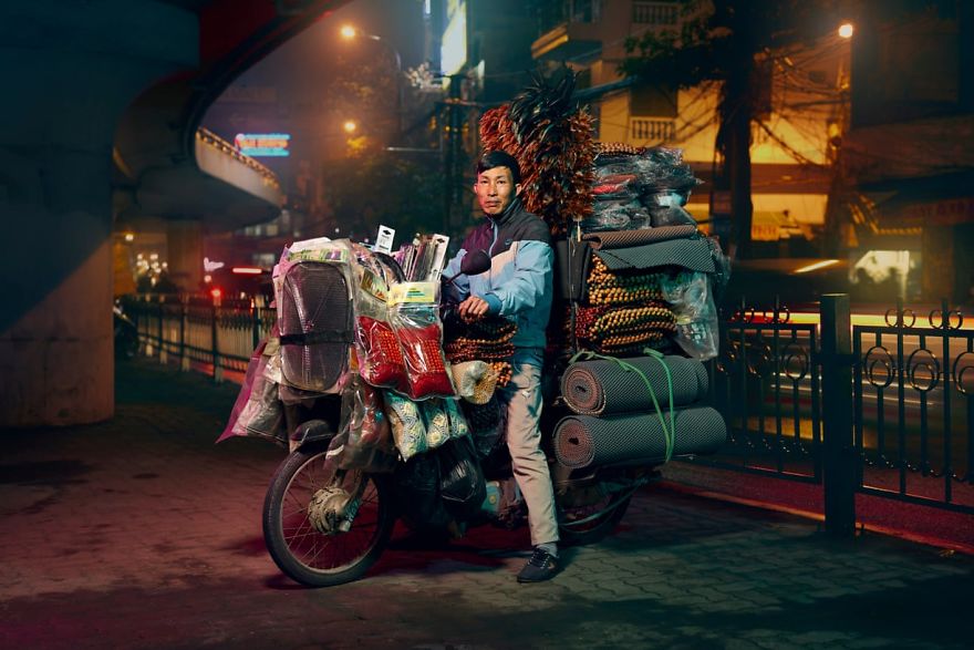 Photographer Captures Moped Delivery Drivers In Hanoi Before They're Banned