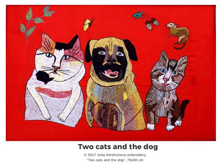 Two Cats And The Dog