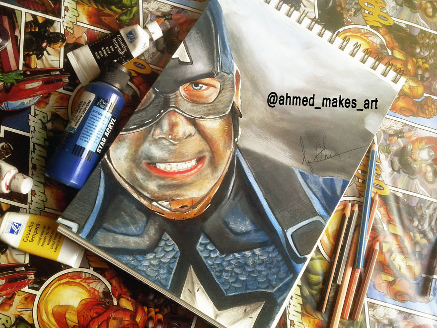 Captain America Realistic Drawing By Me
