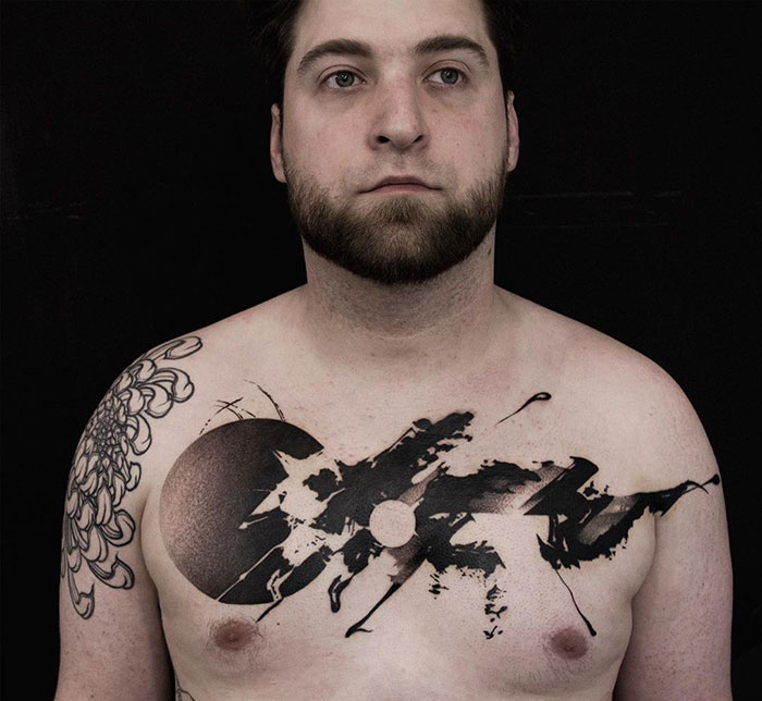 Abstract Chest Tattoo