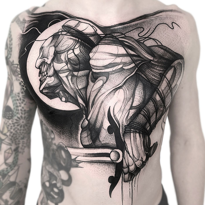 Incredible Chest Tattoo Design