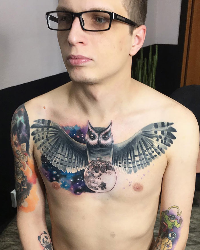 Owl Tattoo In Process
