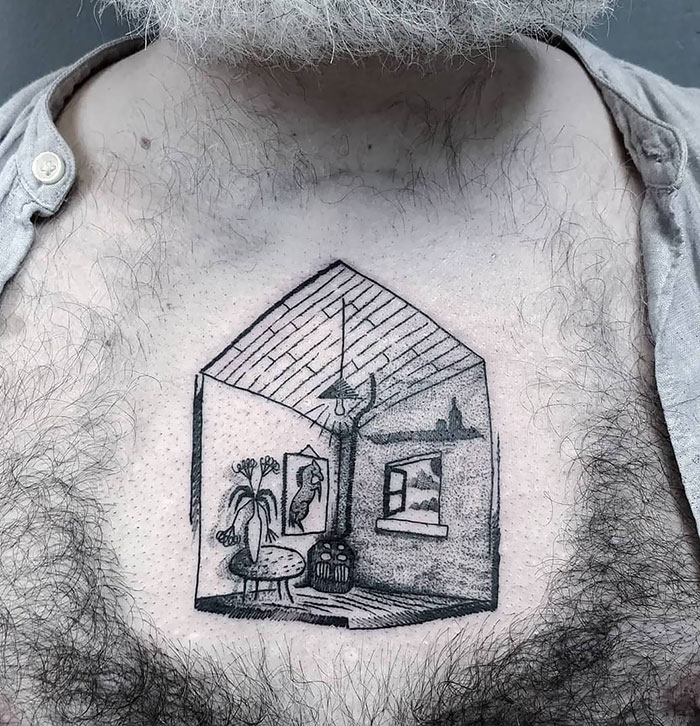 Unique Chest Tattoo Idea