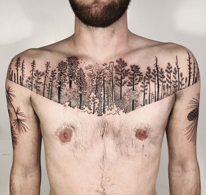 Forest Fire Chest Tattoo - Necessary For Growth