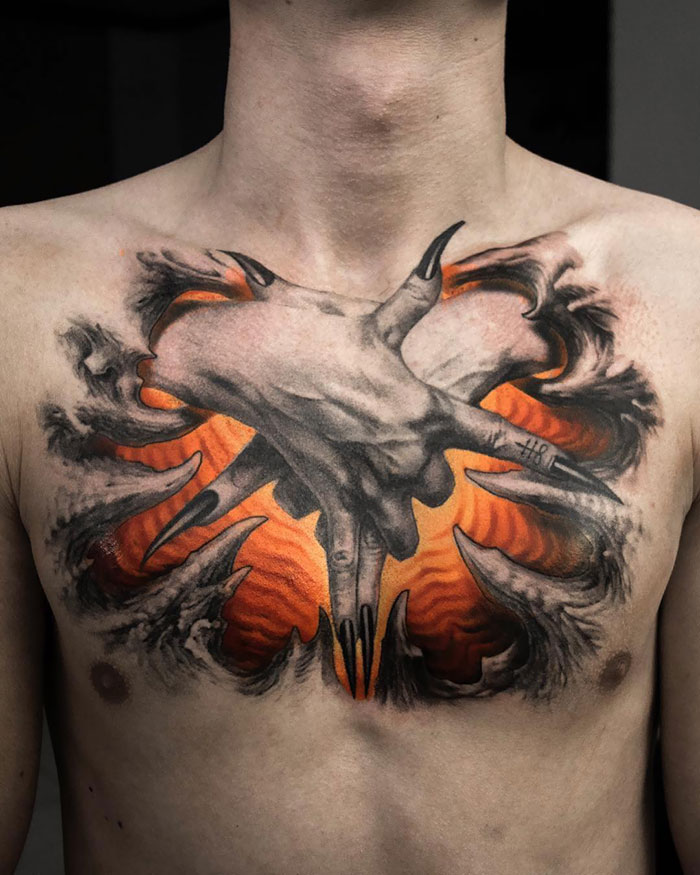 Chest Tattoo From Hell
