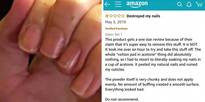 Woman Leaves 1 Star Review For Nail Powder Received From Chinese Company, They Try To Harass Her Into Changing It