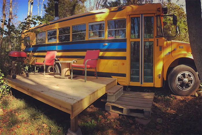 Cozy School Bus Conversion In Shepherdstown, West Virginia