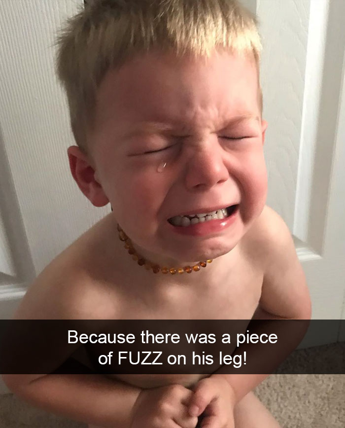 Because There Was A Piece Of Fuzz On His Leg!
