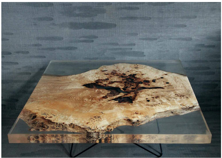 Flowing Water Epoxy Resin Tables, Solid Wood And Epoxy Resin Made