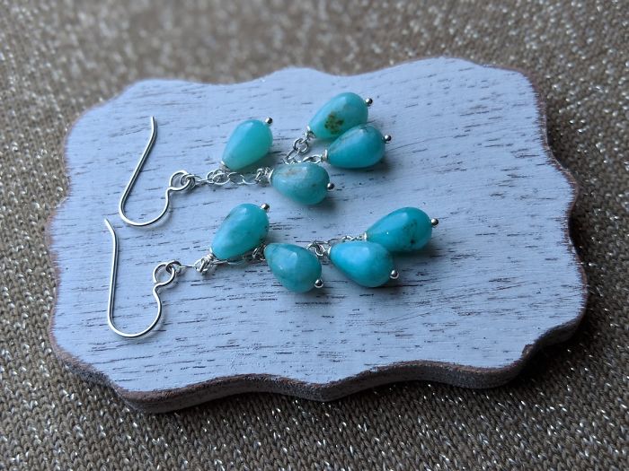 Amazonite Gemstone Earrings With 925 Sterling Silver