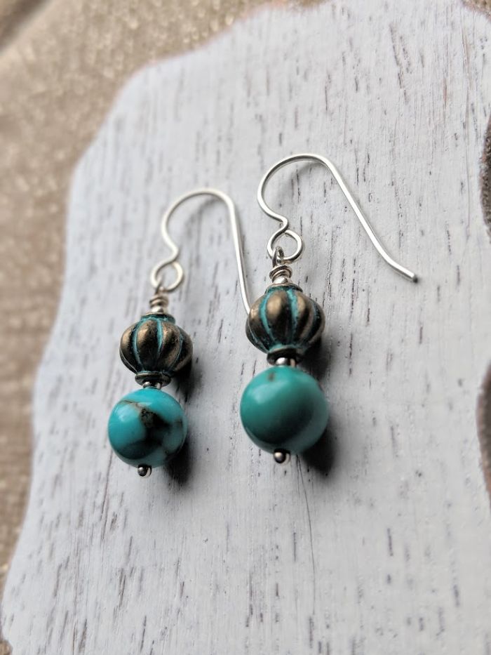 Turquoise Gemstone Earrings With 925 Sterling Silver