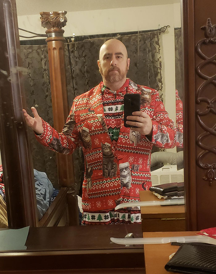 My Wife Told Me To Get Dressed Up For Professional Christmas Photos. Think I Nailed It