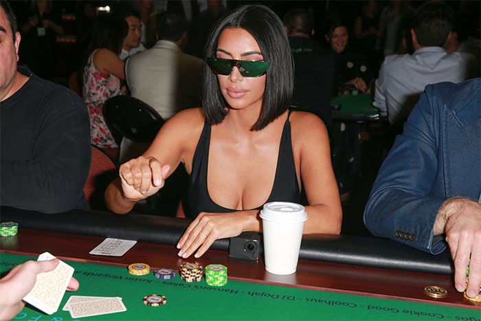 Kim Kardashian Playing Poker With Mirrored Sunglasses