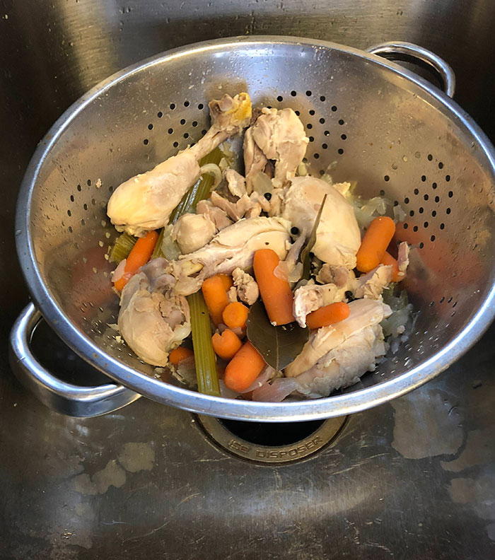 I Wanted To Cook My Wife A Fancy Meal For Her Birthday, So I Started With A Slow-Cooked Home Made Chicken Stock. After Simmering For Hours, The Recipe Said To Pour It Through A Strainer. God Damnit