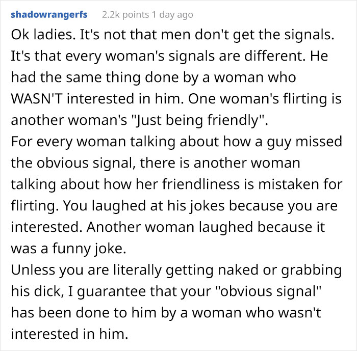 Person Explains Guys Often Fail To Notice Girls' Signals Because They’re All Different After Someone Asks For Obvious Hints